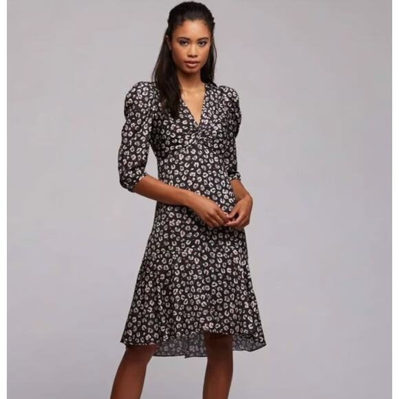 New!  Bailey 44 Olivia‎ Puff-Sleeve Leopard Print Dress, women size 0 - Picture 2 of 15